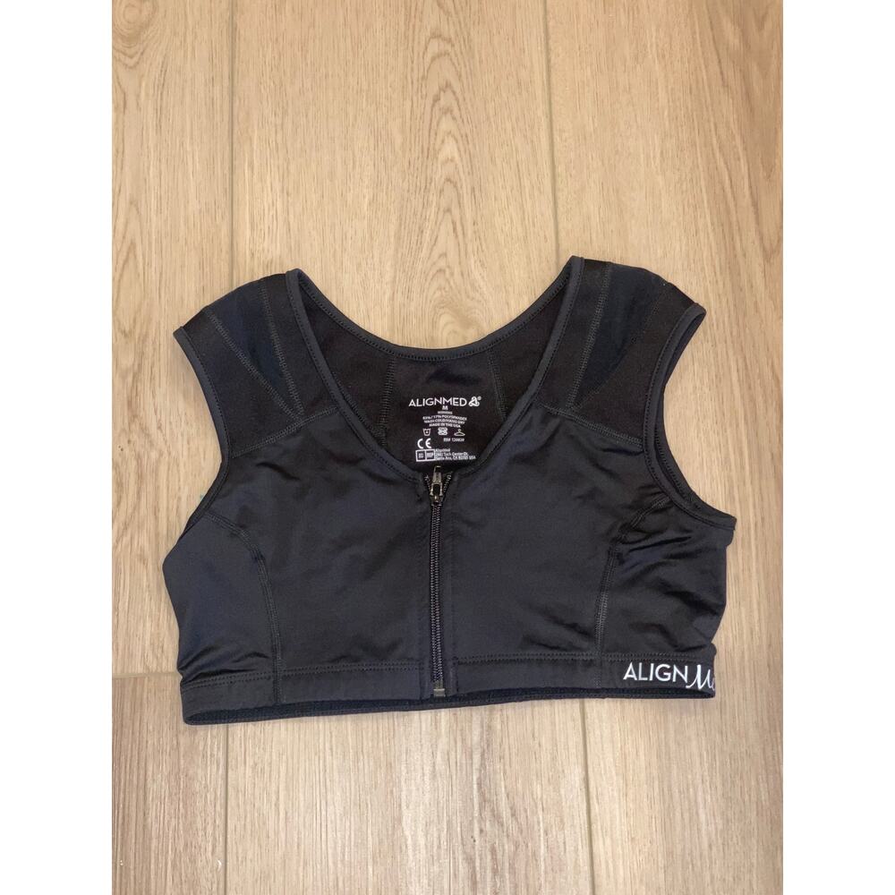 Alignmed AlignMe Zipper Front Sports Bra Black Size medium